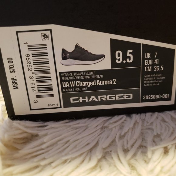 NEW Under Armour Charged Aurora 2 3025060-001 Women Black/White Size 9.5 Shoes - Picture 7 of 7